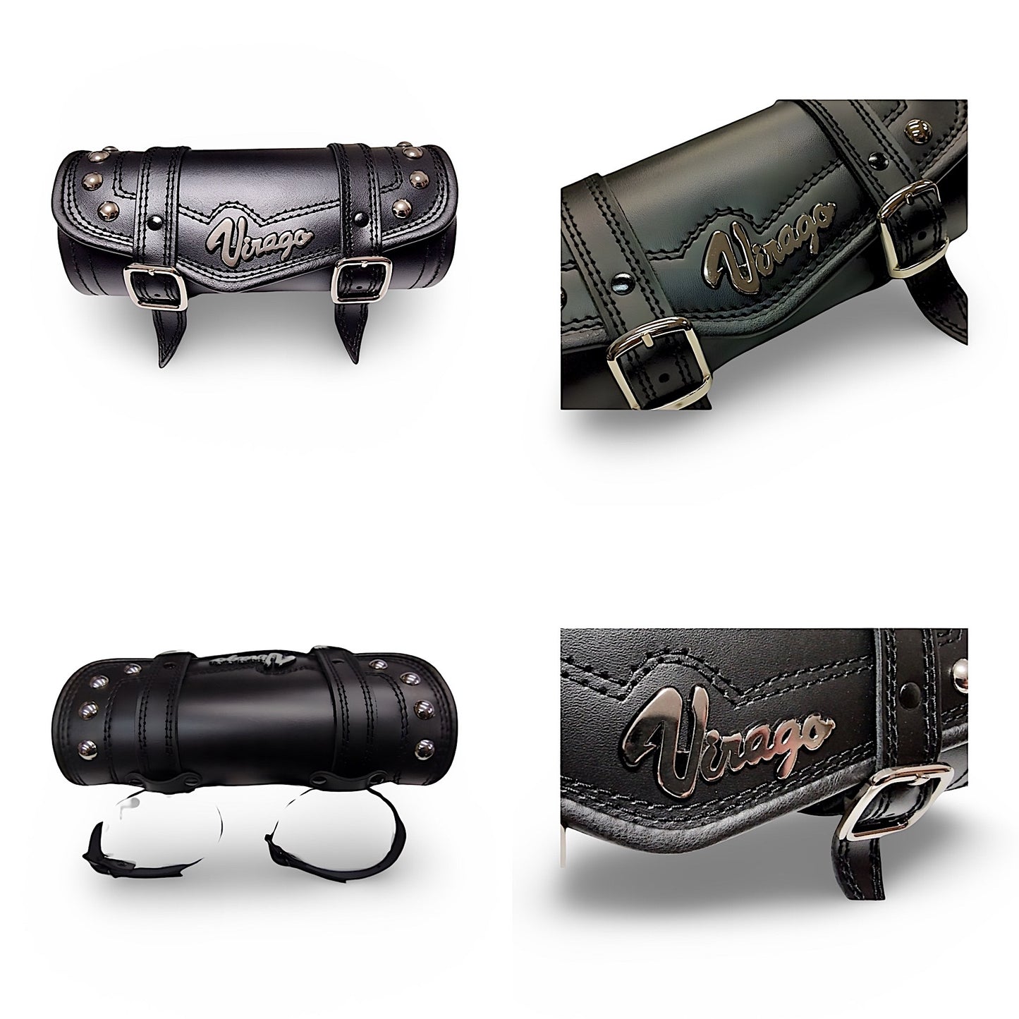 BIKEMASTERSUK | BMUK | Moto leather tool roll bag | Yamaha Virago 535, XV 750 / 1100 | XV125 XV250 Virago XV535 XV700 XV750 XV1000 XV1100 Virago | All manufactured in small quantities with attention to detail. Yamaha Virago models - Virago 535 XV 535