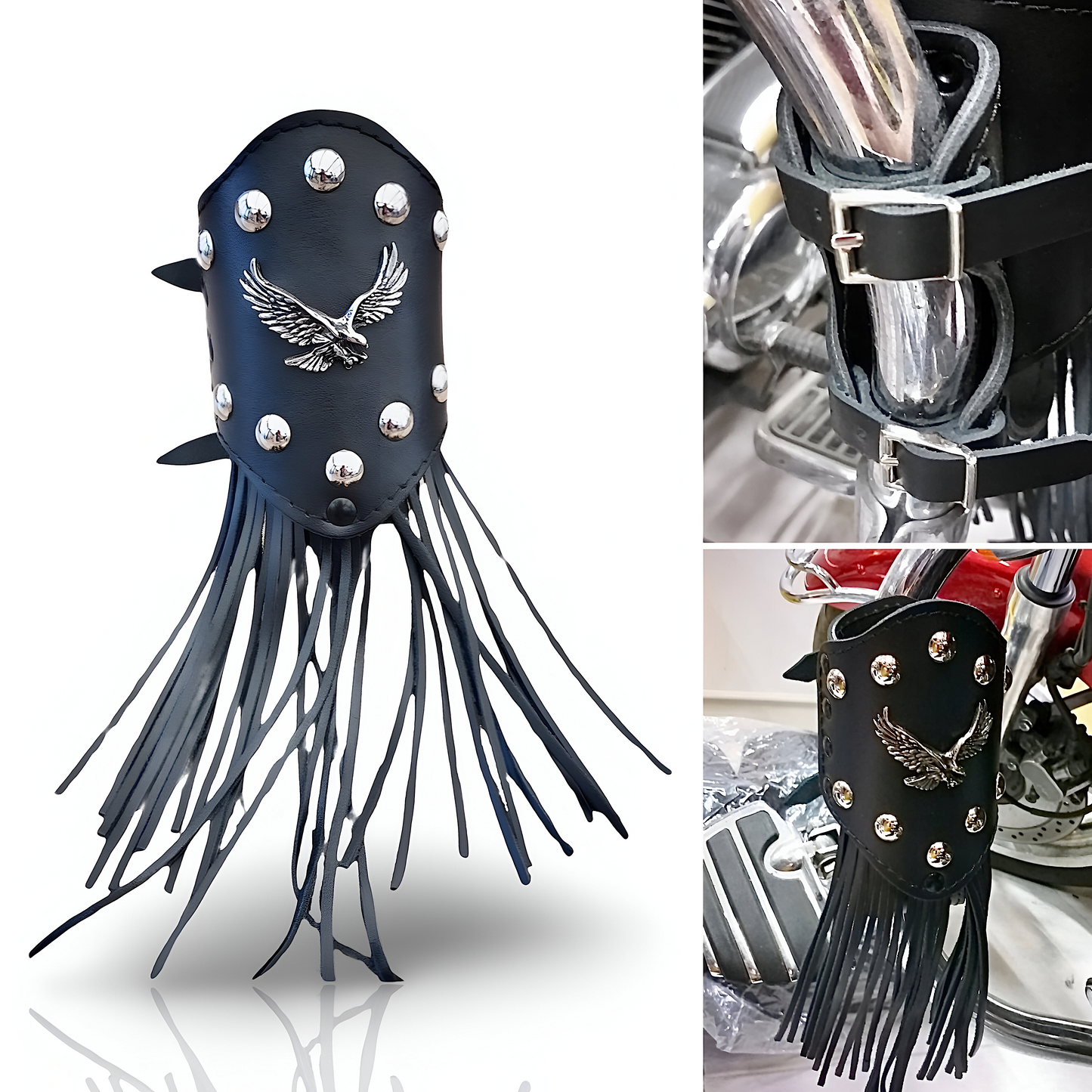 Motorcycle Leather Drink Cup Can Bottle Holder Pouch | Fits all models | ROUTE66 | Experience the perfect blend of style and functionality with our motorcycle genuine leather drink bottle holder case - 0,5 Litres.