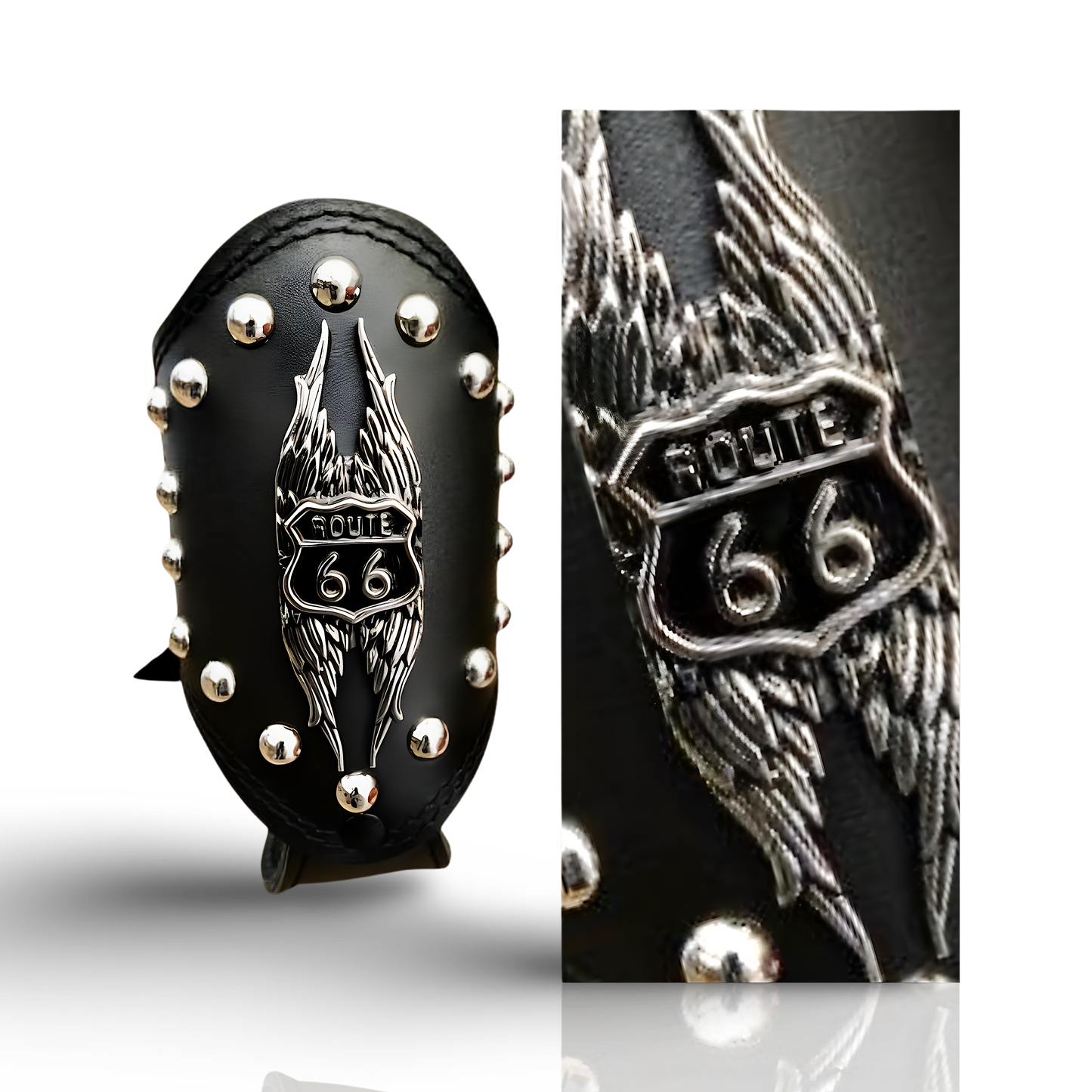 Motorcycle Leather Drink Cup Can Bottle Holder Pouch | Fits all models | ROUTE66 | Experience the perfect blend of style and functionality with our motorcycle genuine leather drink bottle holder case - 0,5 Litres.