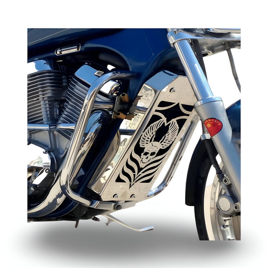 Stainless Steel Radiator Guard Cover for Suzuki VS800 Intruder | SKULL