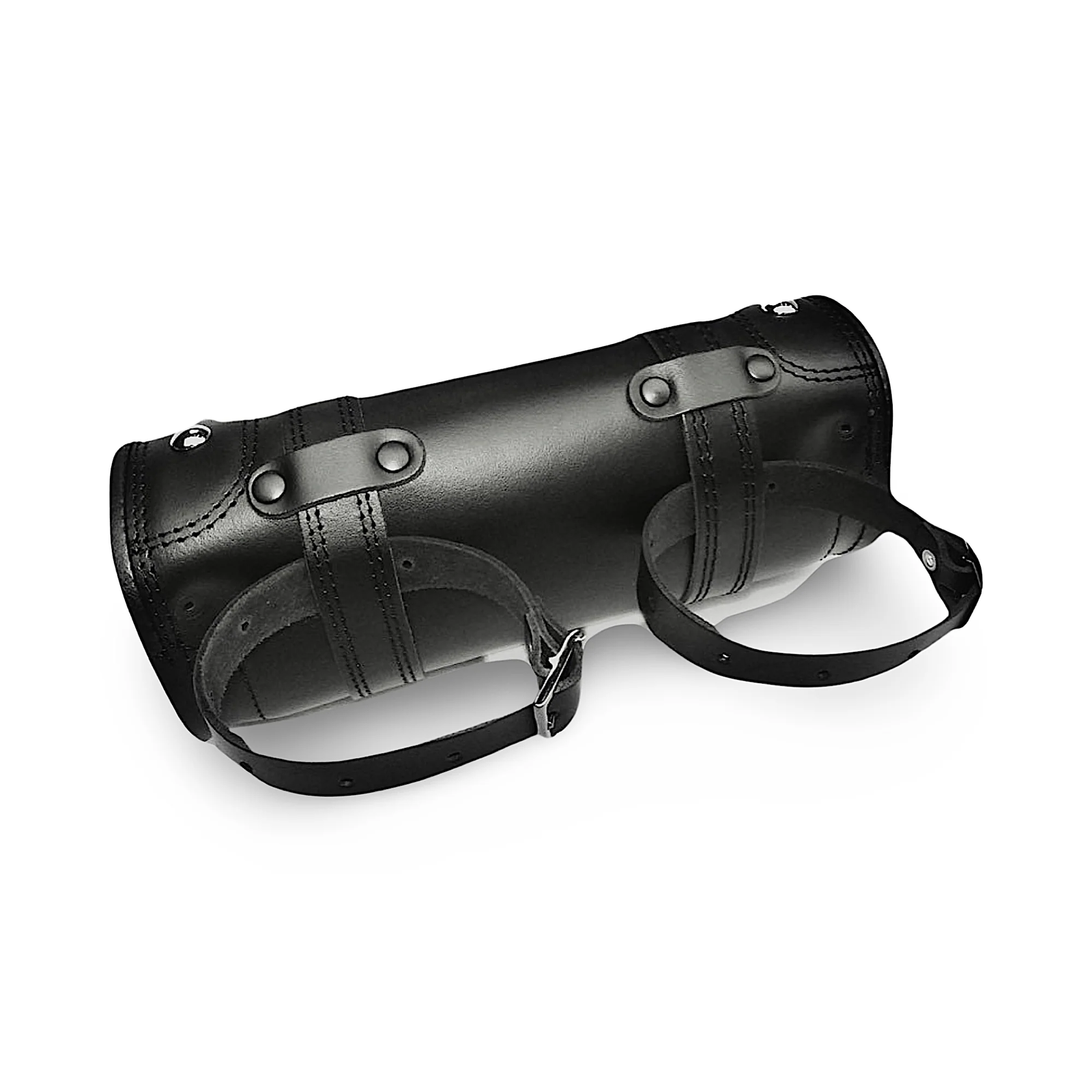 LEATHER HANDLEBAR TOOL ROLL BAG | BLACK | WINGS | RIVETS