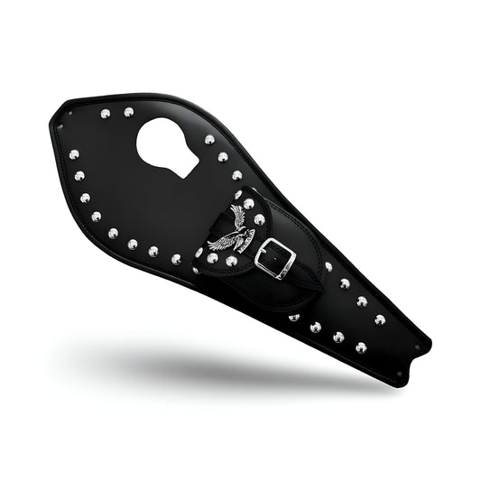 Enhance your cruiser motorcycle with this handcrafted leather tank belt, designed for style, protection, and functionality. A must-have for every cruiser rider!