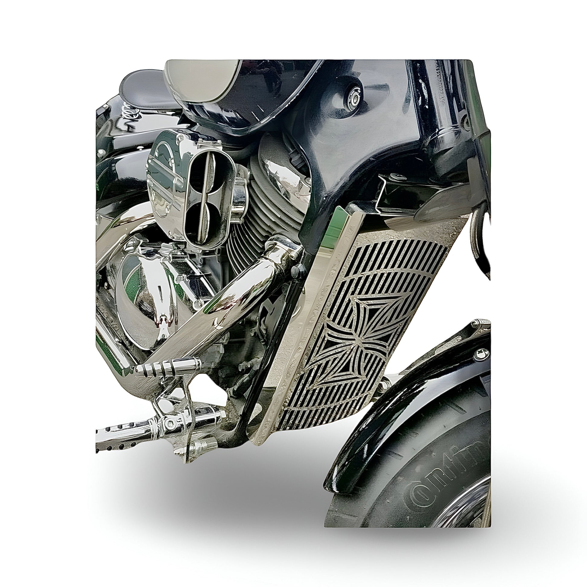 Polished Stainless Steel Radiator Guard Cover for Suzuki VZ 800 Marauder Desperado – High-quality protective cover with mirror-like finish, offering premium protection and precise fit for your bike's radiator...