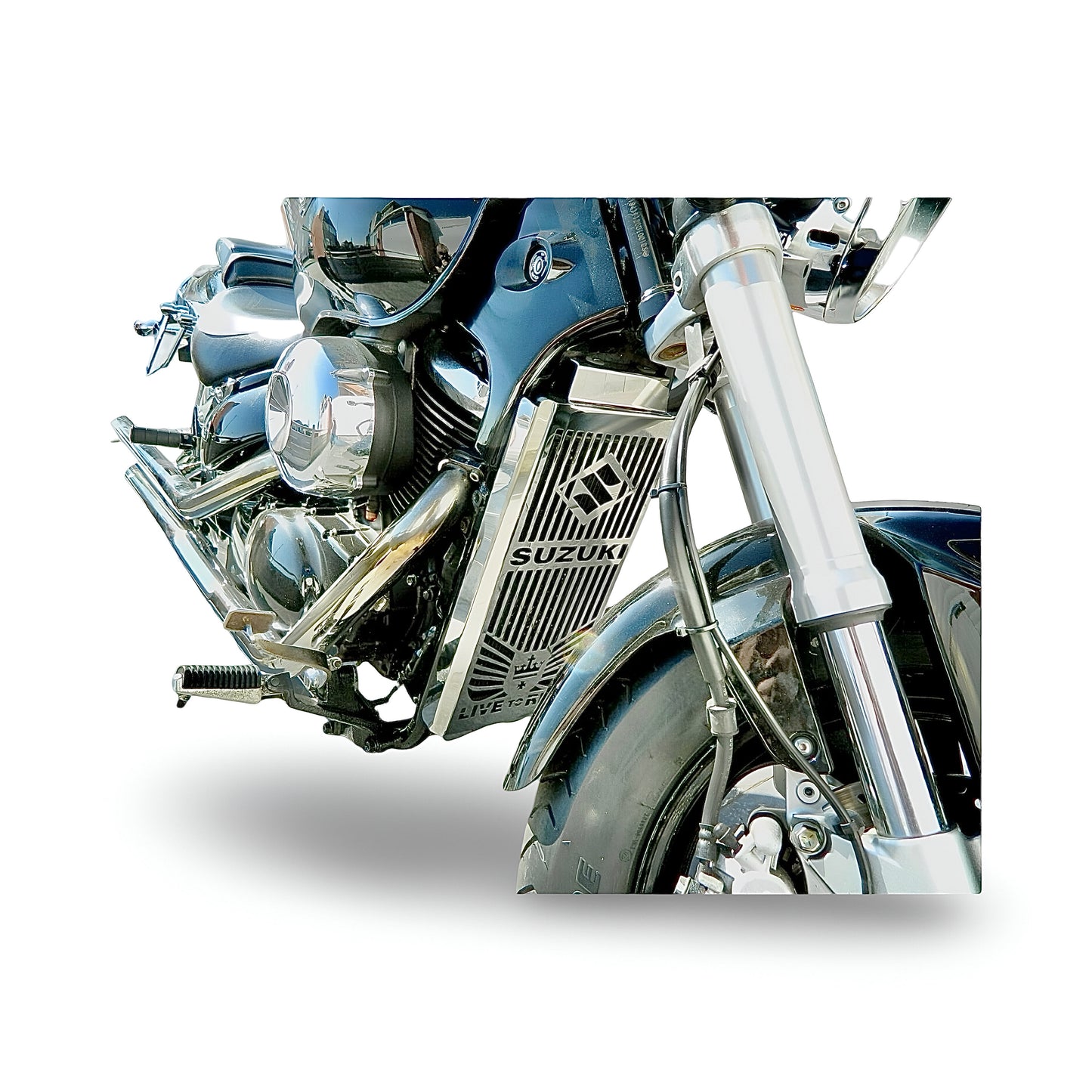 Polished Stainless Steel Radiator Guard Cover for Suzuki VL 800 Intruder | Volusia | C50 Boulevard (2001 - 2004) – Premium Protection and Precision Fit | CROWN